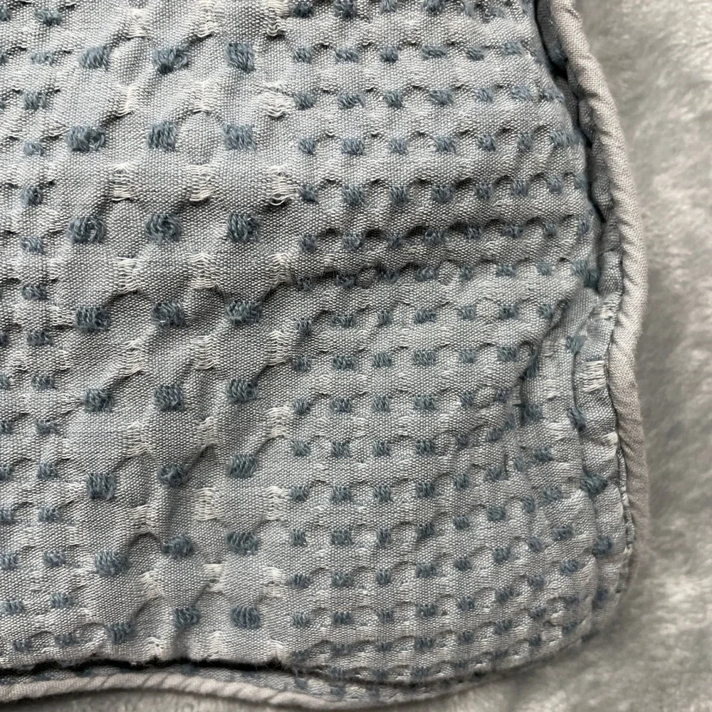 Pottery Barn Pillow Shams King Grey Waffle Weave Quilted 100% Cotton Set of 2